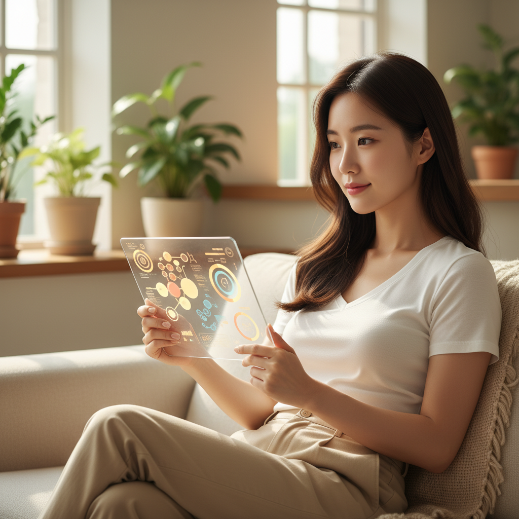AI 기반 개인화 학습 시스템 대시보드를 보는 한국인