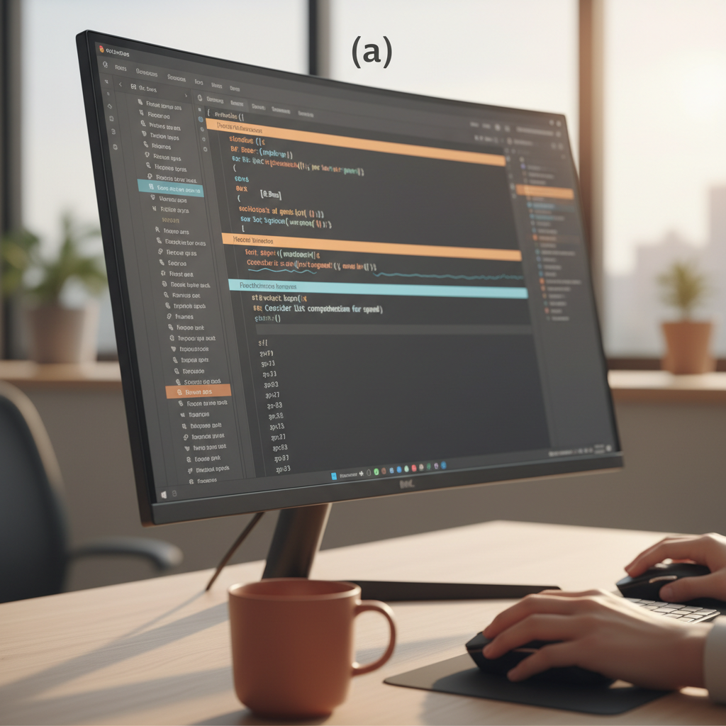 AI가 제안한 최적화 코드가 강조된 최신 IDE 화면 클로즈업