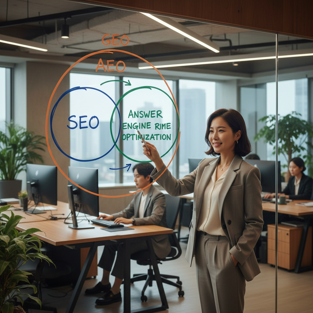 SEO AEO GEO 개념 다이어그램