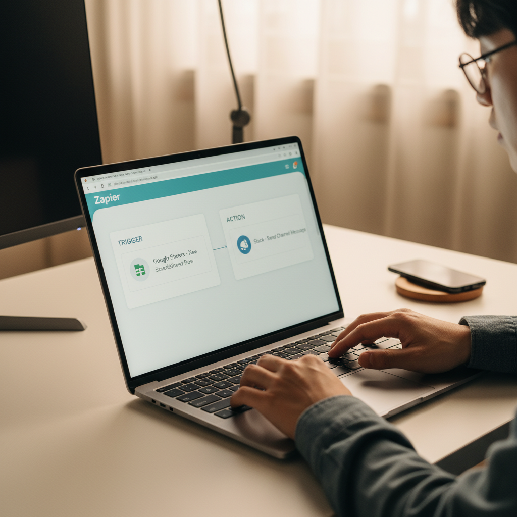 Zapier에서 Google Sheets와 Slack 연동 실시간 알림 자동화를 설정하는 한국인 사용자