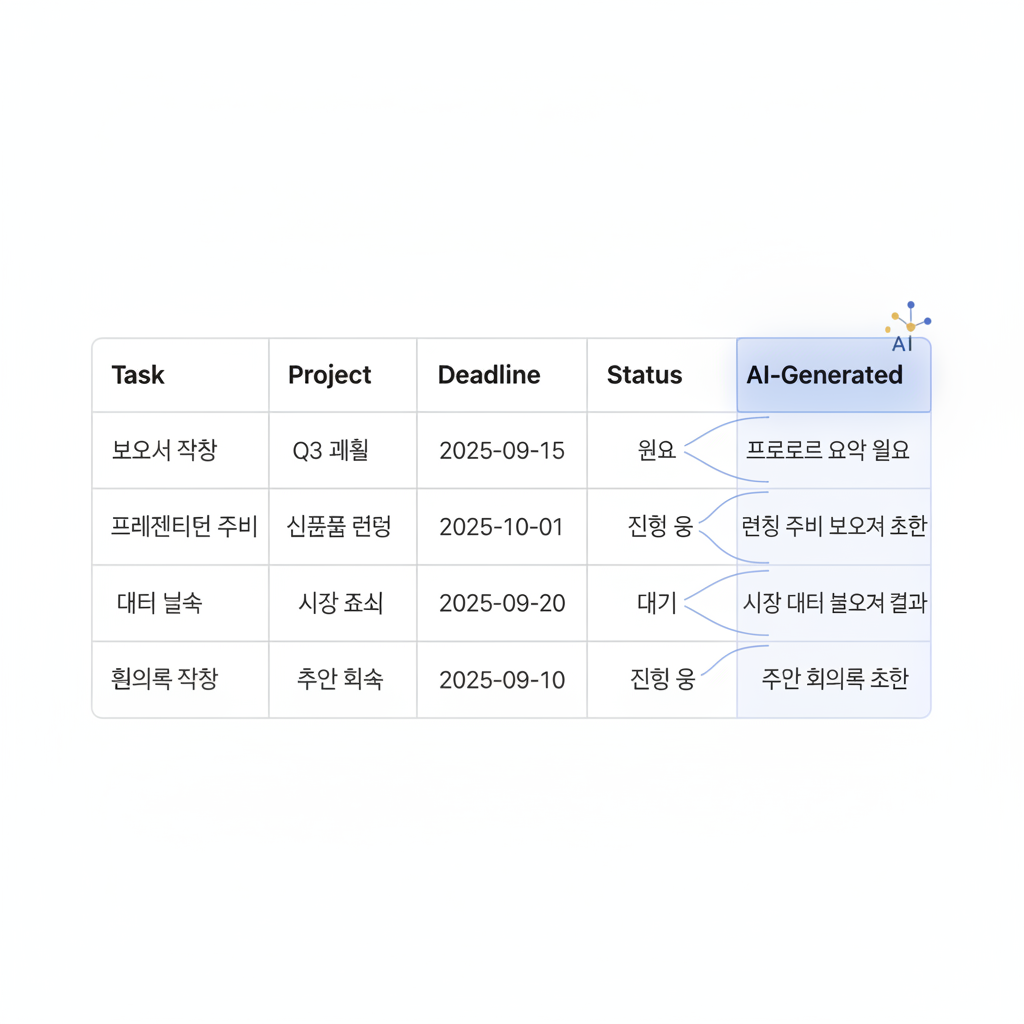 데이터베이스 AI 속성으로 자동 생성되는 셀