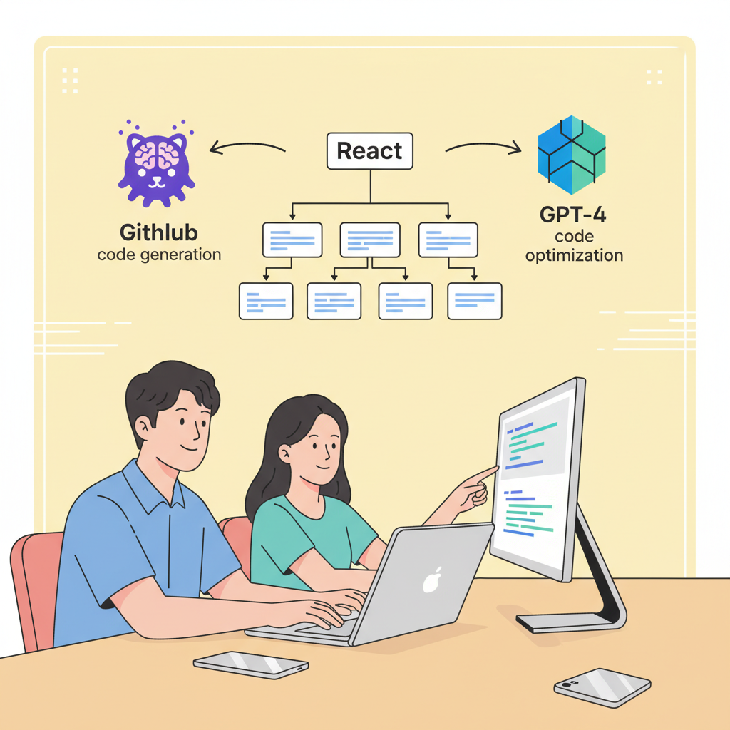 AI 기반 React 컴포넌트 코드 생성 및 최적화 워크플로우 다이어그램