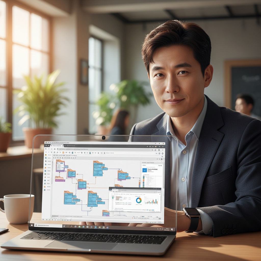 Power Automate Desktop으로 엑셀 웹 자동화를 성공적으로 구현한 한국인 직장 남성