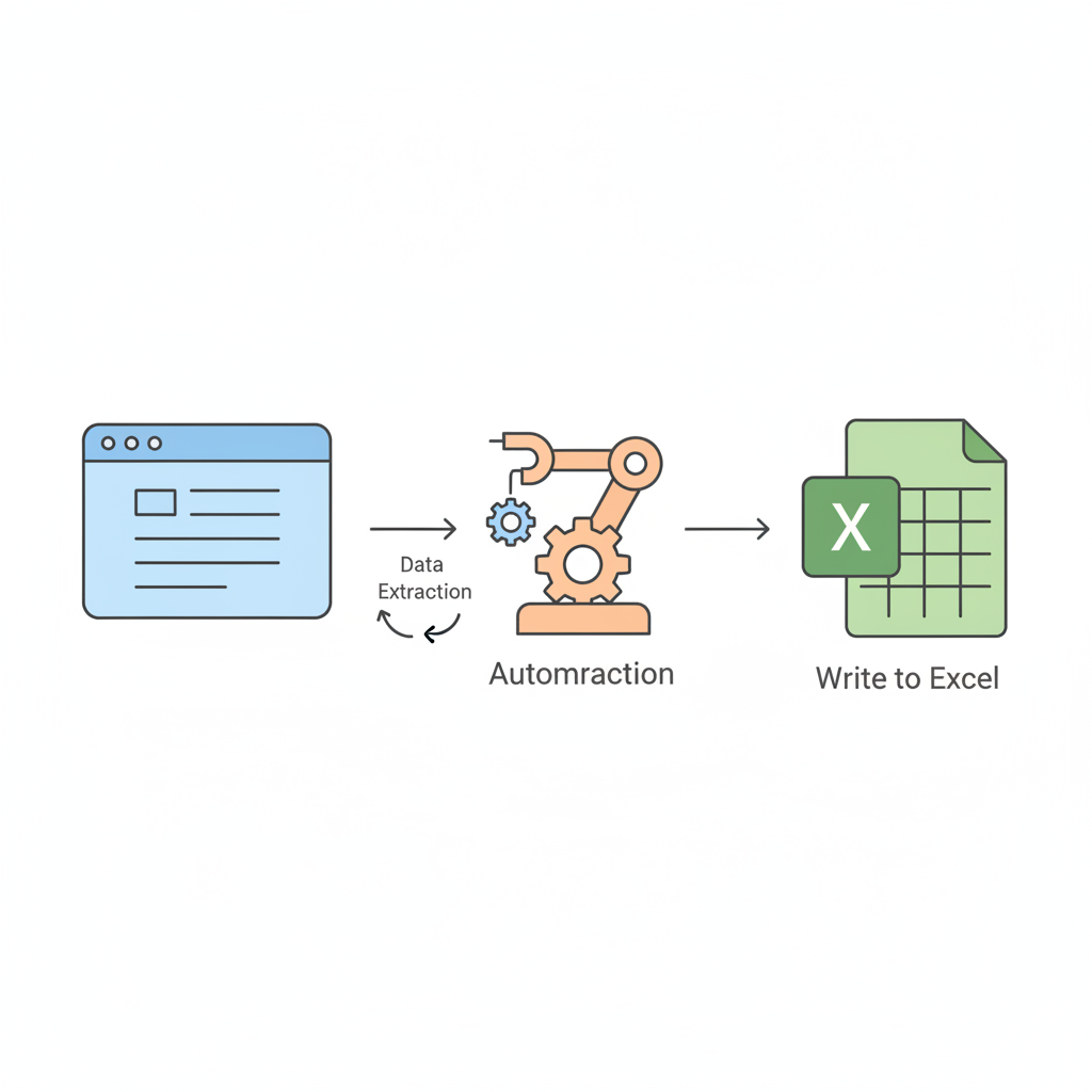 Power Automate Desktop을 활용한 웹 데이터 스크래핑 및 엑셀 저장 자동화 워크플로우 다이어그램