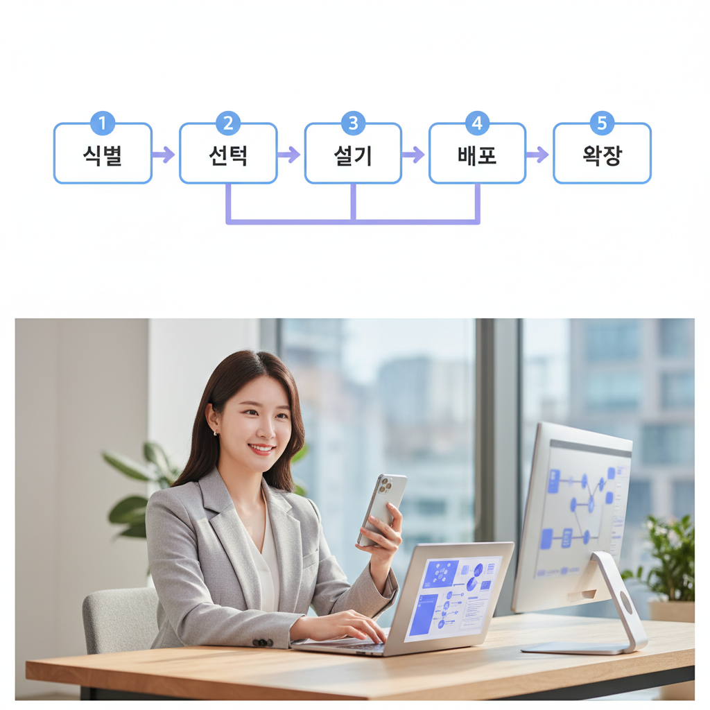AI RPA 솔루션 성공적인 도입을 위한 5단계 구축 가이드 흐름도