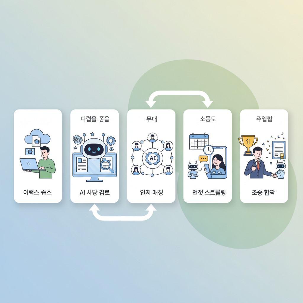 AI 기반 채용 프로세스 자동화 흐름도 일러스트