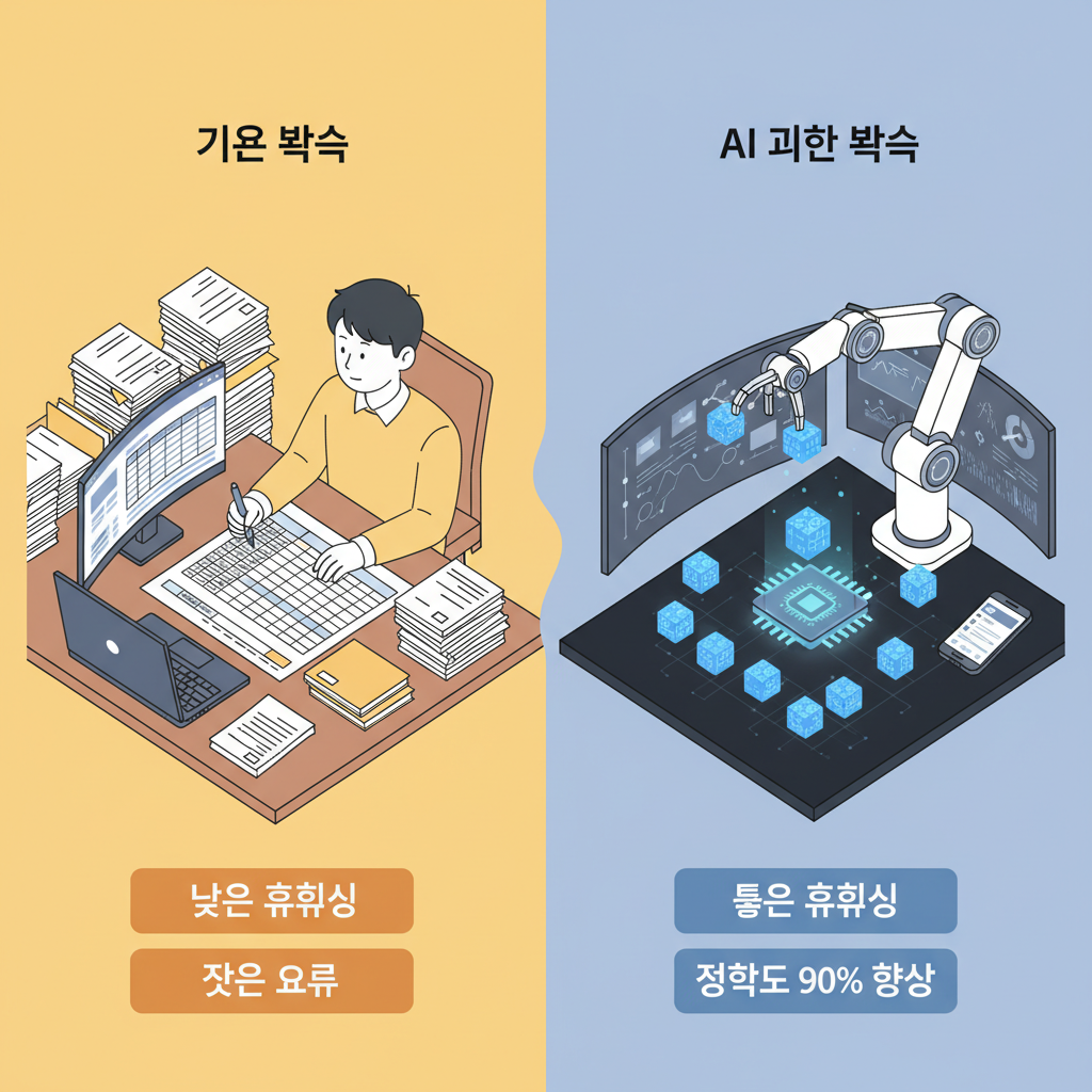 기존 vs AI 기반 데이터 품질 관리 방식 비교 인포그래픽