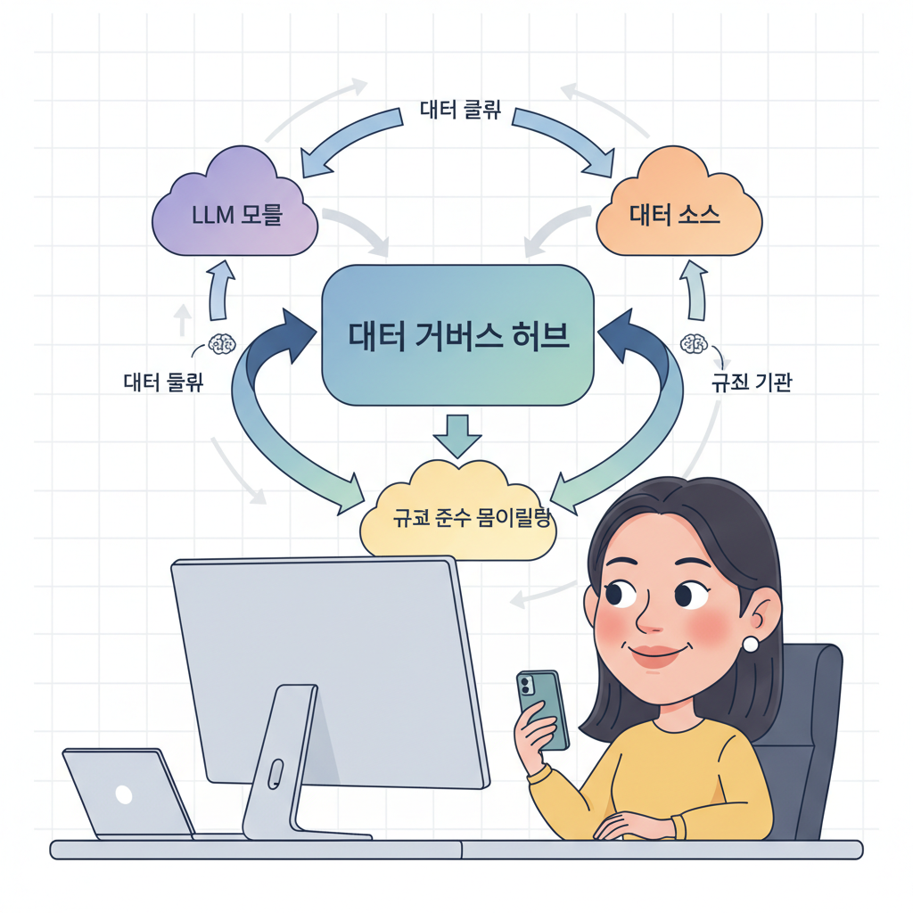 LLM 시대의 AI 기반 데이터 거버넌스 및 규제 준수 자동화 다이어그램