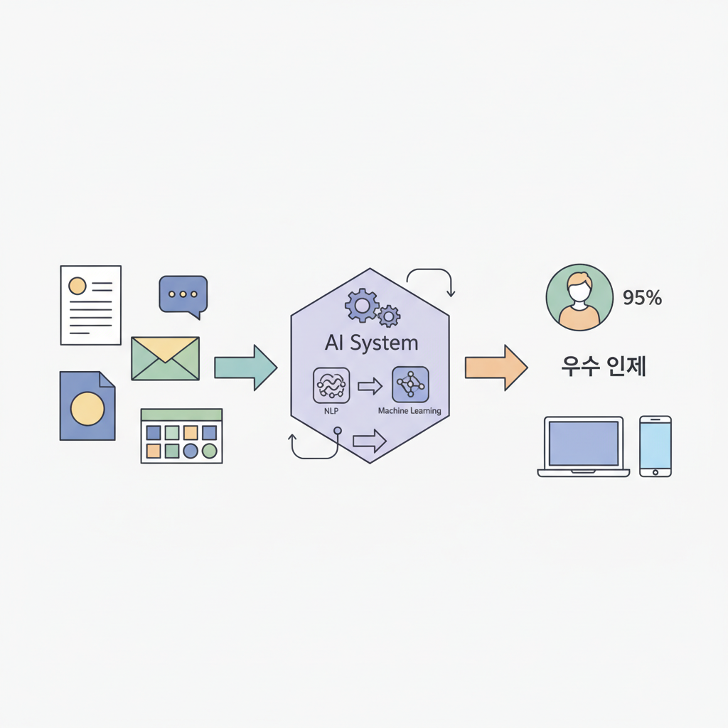 AI 서류 심사 자동 분석 시스템의 작동 원리를 보여주는 다이어그램