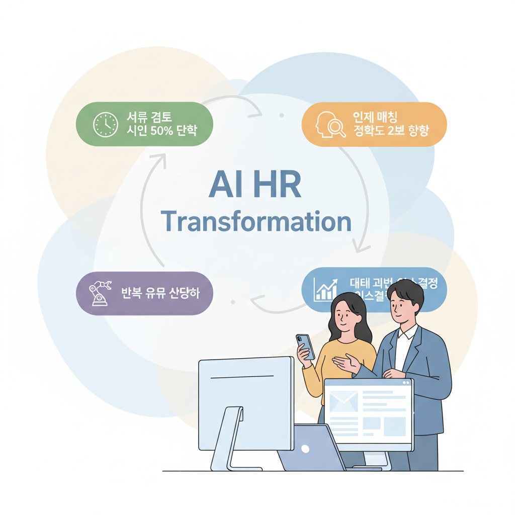 AI HR 트랜스포메이션의 핵심 효과를 보여주는 인포그래픽