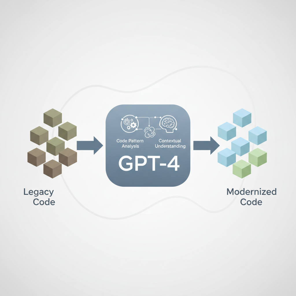 GPT-4가 레거시 코드를 분석하고 현대화하는 과정 다이어그램