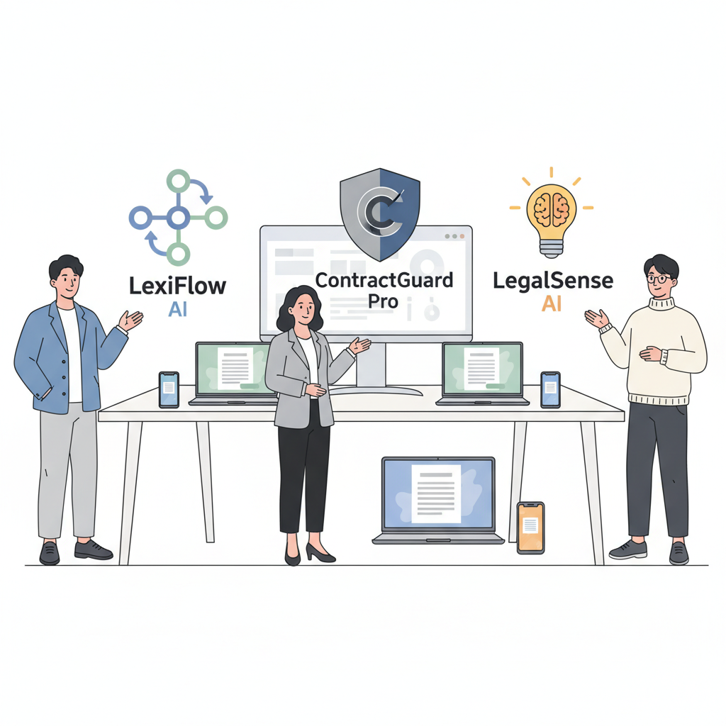 2026년 AI 법률 문서 검토 툴 3대장(LexiFlow AI, ContractGuard Pro, LegalSense AI) 비교 이미지