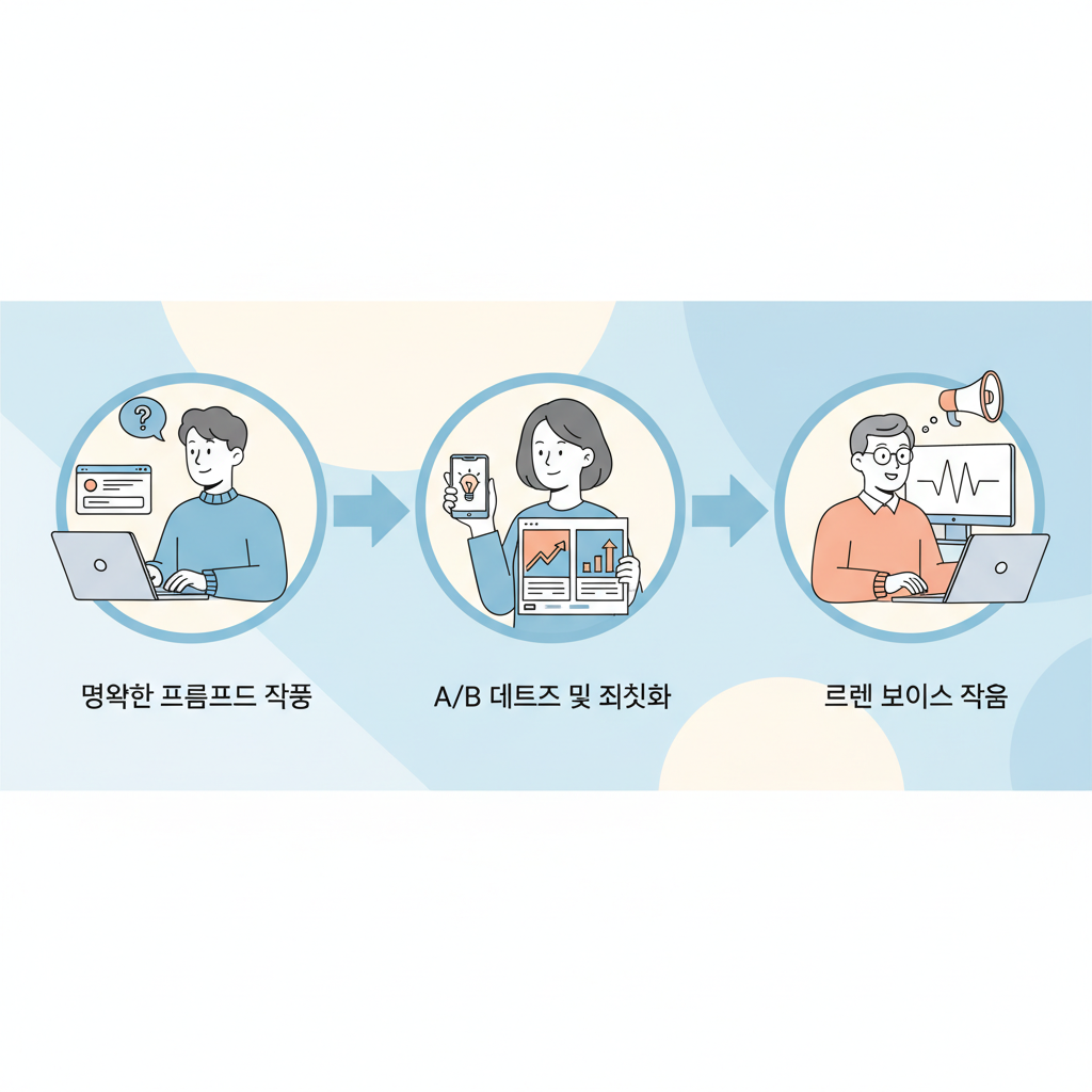 AI 카피 툴로 클릭률을 2배 높이는 3단계 실전 워크플로우 다이어그램