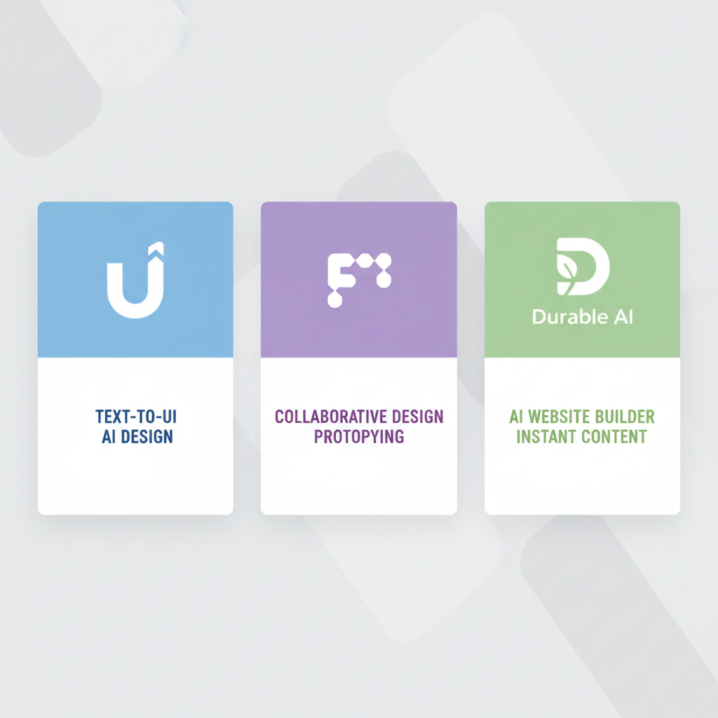 Uizard, Figma AI, Durable AI 등 주요 AI 디자인 툴 3대장 비교 카드 일러스트