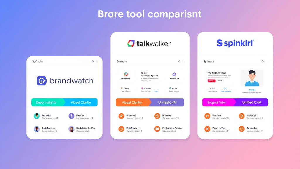 Brandwatch, Talkwalker, Sprinklr AI 소셜 미디어 분석 툴 기능 비교 인포그래픽