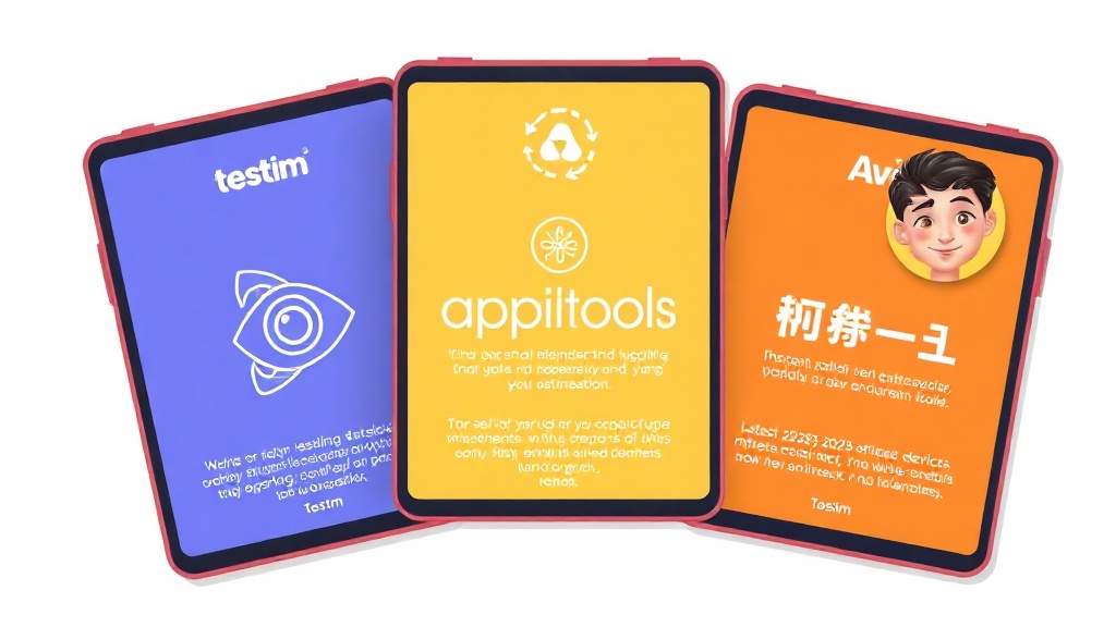 2025년 최고의 AI 기반 테스트 자동화 툴 3대장(Testim.io, Applitools, Avo Automation)의 핵심 기능과 강점을 비교하는 차트 인포그래픽.