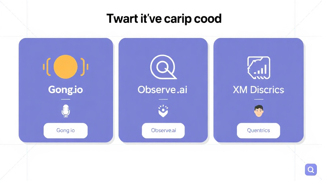Gong.io, Observe.ai, Qualtrics XM Discover 세 가지 AI 고객 상담 툴 로고와 핵심 강점을 시각적으로 비교하는 카드