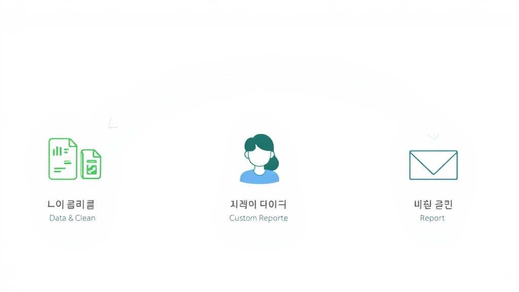 Google Apps Script를 활용한 구글 시트 보고서 자동 생성 및 이메일 발송 3단계 워크플로우 다이어그램