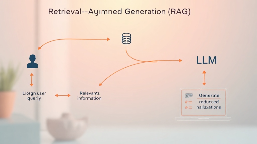 Retrieval-Augmented Generation (RAG) 시스템에서 외부 지식 검색 후 LLM이 답변을 생성하는 과정을 나타내는 기술 도해