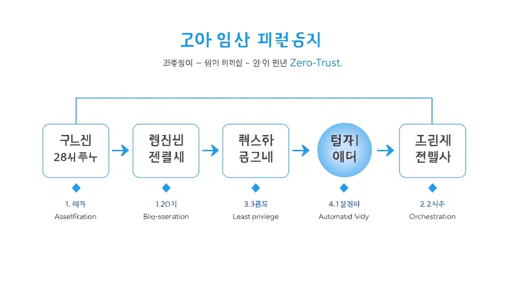 제로 트러스트 보안 아키텍처 구축 5단계 워크플로우 다이어그램
