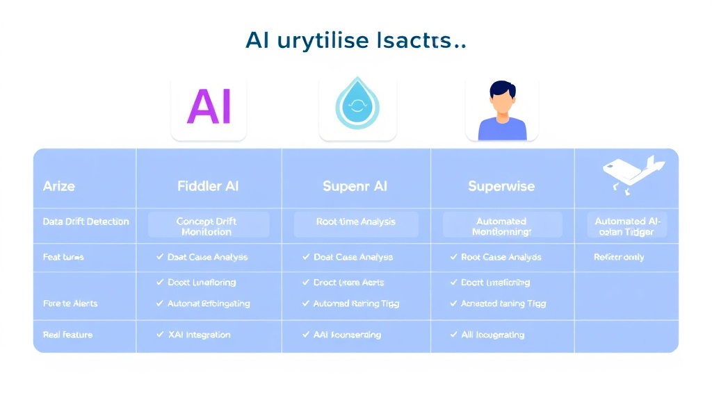 주요 MLOps 모델 모니터링 툴 Arize AI, Fiddler AI, Superwise 기능 비교표