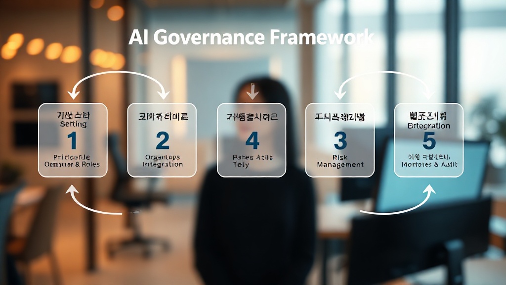 AI 거버넌스 프레임워크 구축을 위한 5단계 프로세스를 보여주는 다이어그램