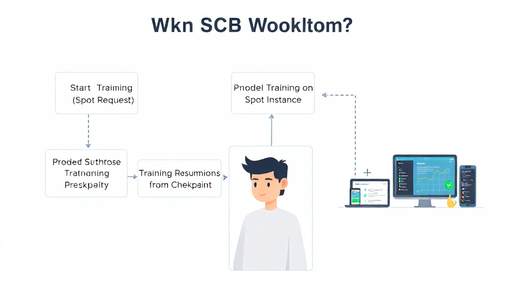 AWS SageMaker Spot Training 워크플로우를 보여주는 SVG 인포그래픽