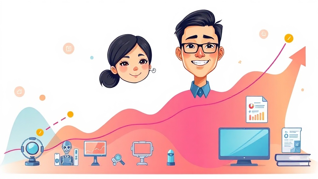 AI 자동화를 통한 비즈니스 성장 그래프와 미래 하이퍼오토메이션 및 자율 에이전트 트렌드를 나타내는 인포그래픽