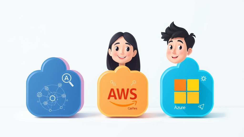 Google Cloud AutoML, Amazon SageMaker Autopilot, Microsoft Azure Automated ML 3대장 플랫폼을 비교하는 시각적인 일러스트