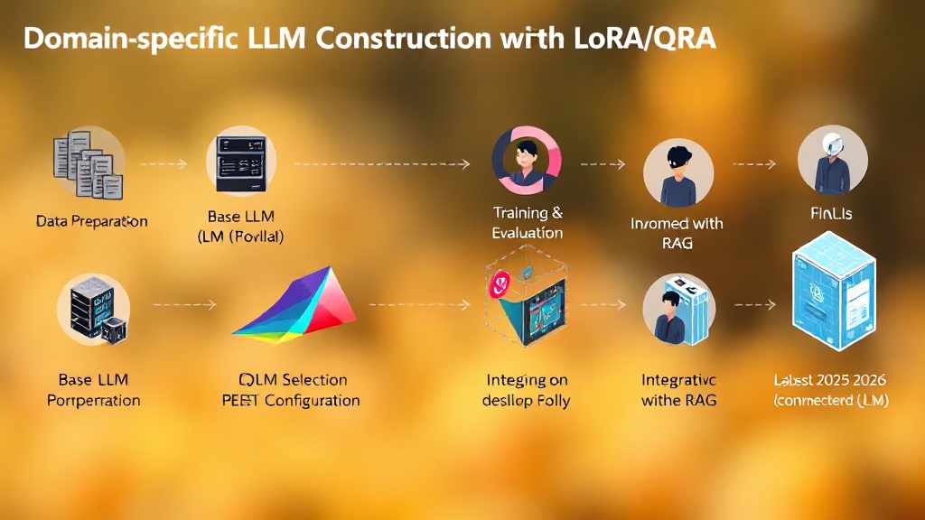 LoRA/QLoRA를 활용한 도메인 특화 LLM 구축 워크플로우 다이어그램
