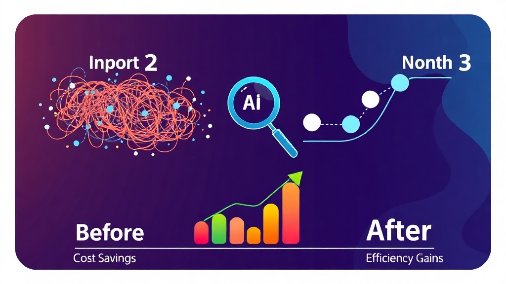 AI 프로세스 마이닝을 통한 비효율적인 프로세스의 효율화와 비용 절감 효과를 시각화한 인포그래픽