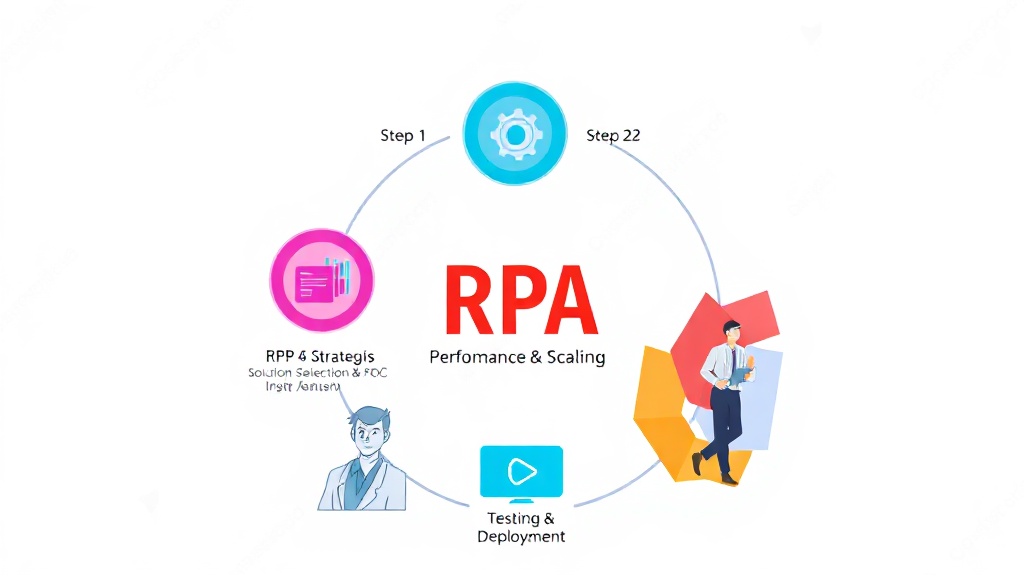 RPA 도입 성공을 위한 5단계 전략을 시각적으로 표현한 인포그래픽