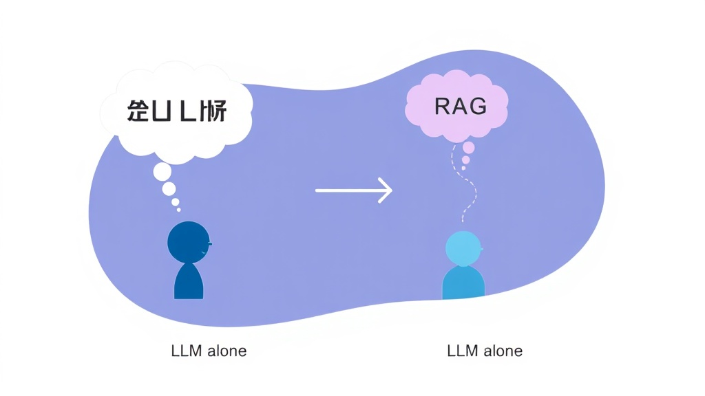 LLM 단독 답변과 RAG 시스템 통합 LLM 답변의 정확성 및 정보 원천 차이를 시각적으로 비교하는 개념도