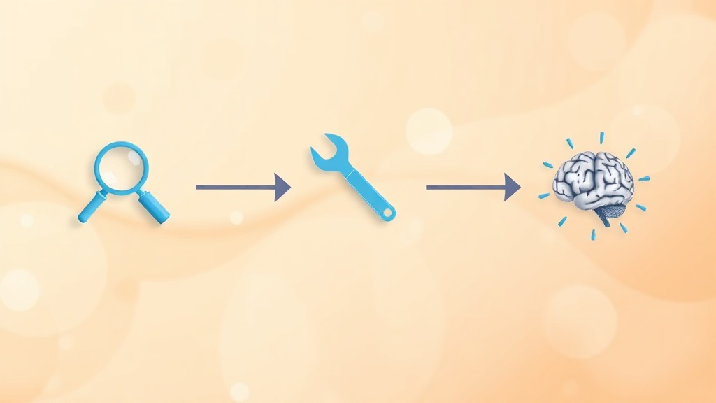 순차, 병렬, 계층 패턴으로 연결된 세 가지 AI 에이전트 아이콘의 개념적 일러스트