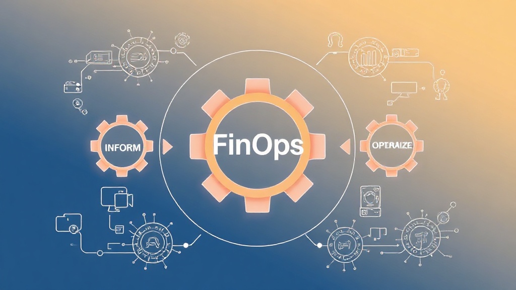 AI가 FinOps 라이프사이클을 지원하는 개념도: 정보, 최적화, 운영 단계가 유기적으로 연결된 모습