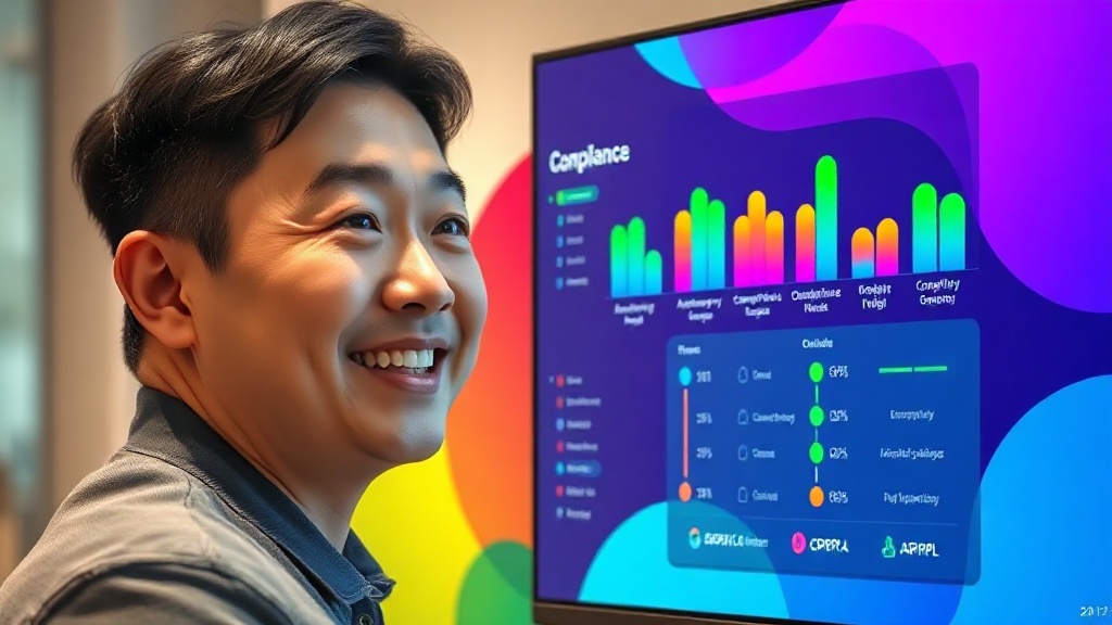 데이터 품질 지표와 규제 준수 상태를 보여주는 깨끗하고 현대적인 데이터 대시보드