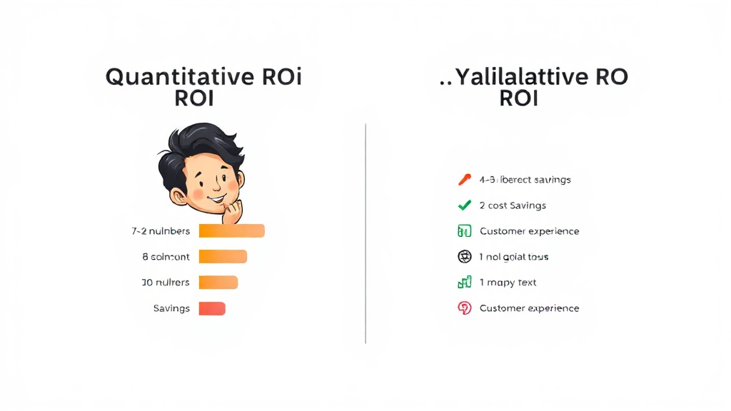 정량적 ROI와 정성적 ROI 지표를 비교하는 SVG 인포그래픽