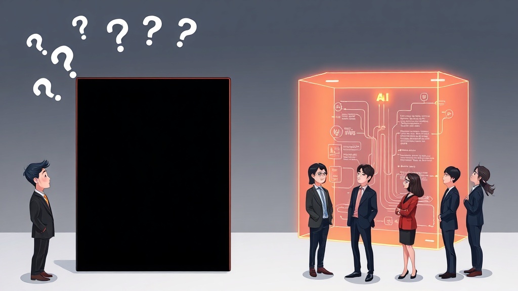 불투명한 블랙박스 AI와 대비되는, 내부 작동 원리가 투명하게 보이는 설명 가능한 AI(XAI) 시스템의 개념적 이미지.