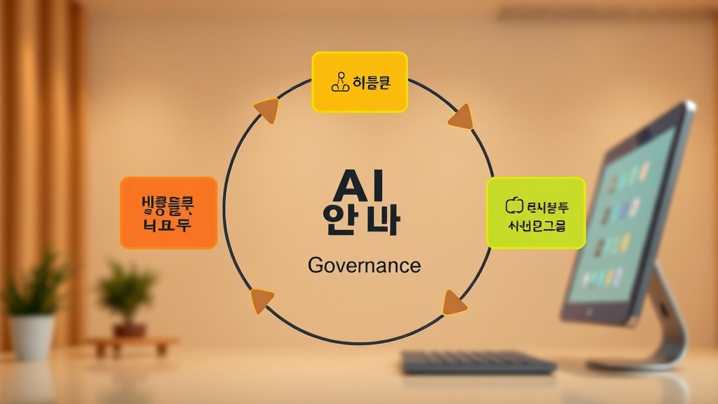 기업 AI 거버넌스 5단계 구축 프로세스를 나타내는 SVG 플로우차트