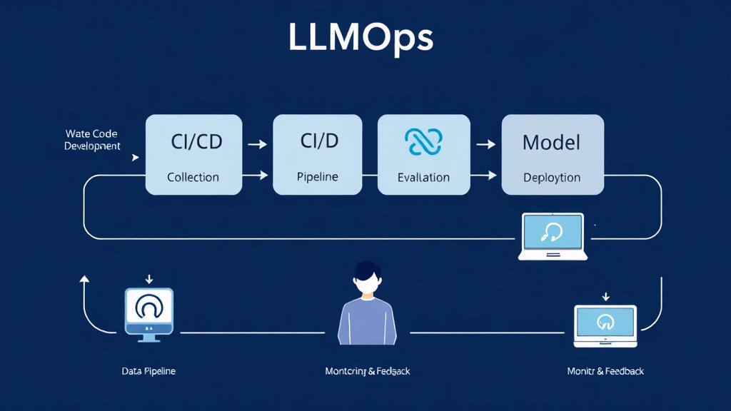 LLMOps 파이프라인의 핵심 구성 요소를 나타내는 다이어그램