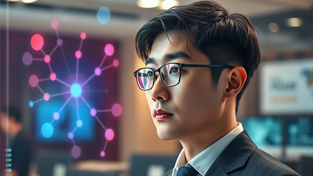 AI 거버넌스 프레임워크를 검토하는 한국인 비즈니스 전문가의 모습