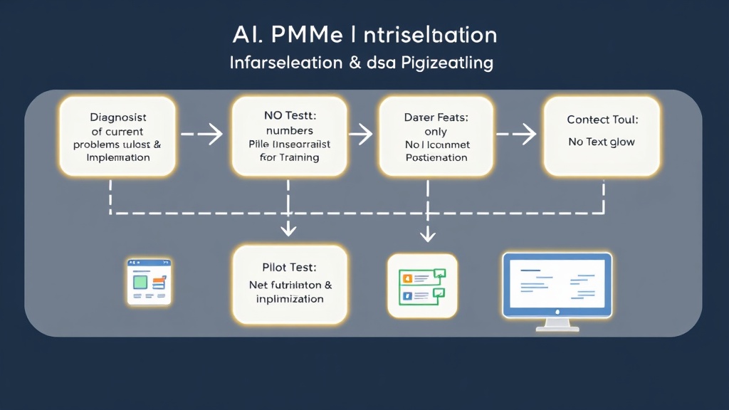 AI 프로젝트 관리 툴 선정 및 도입 단계를 시각화한 플로우차트 인포그래픽