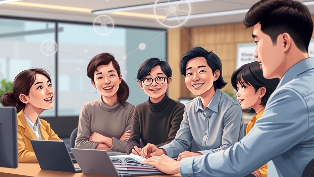 신뢰와 심리적 안전감을 바탕으로 자유롭게 소통하는 한국인 직원들의 모습