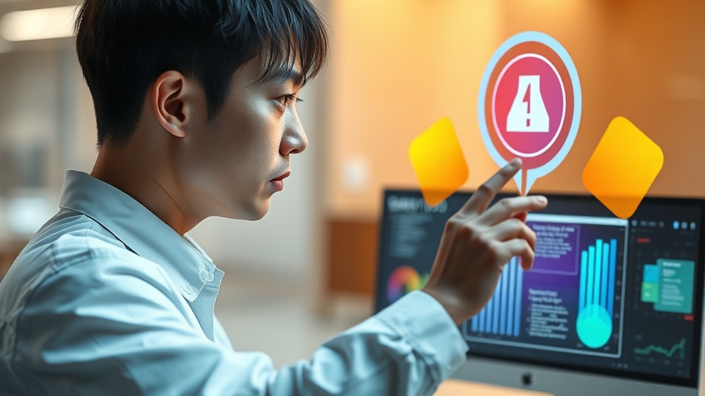2025년 RAG 시스템의 향상된 정확도와 속도를 상징하는 추상적인 인터페이스와 상호작용하는 한국인 사용자