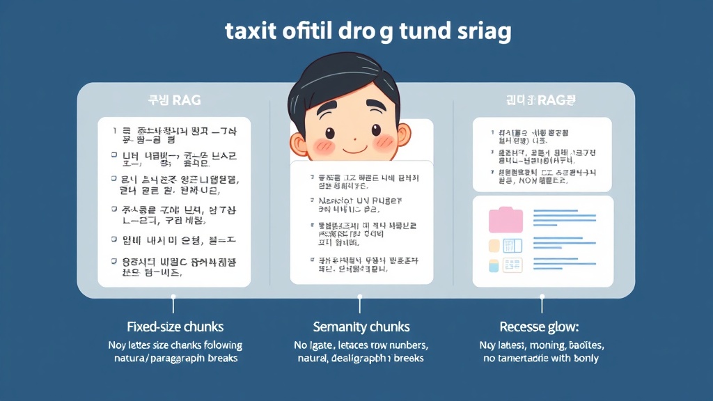 RAG 시스템을 위한 고정 크기, 의미론적, 재귀적 청킹 전략을 시각적으로 비교하는 다이어그램