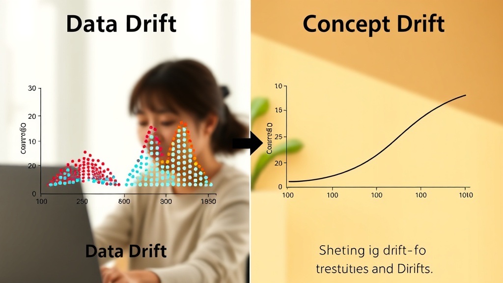 데이터 드리프트와 개념 드리프트의 시각적 비교 다이어그램
