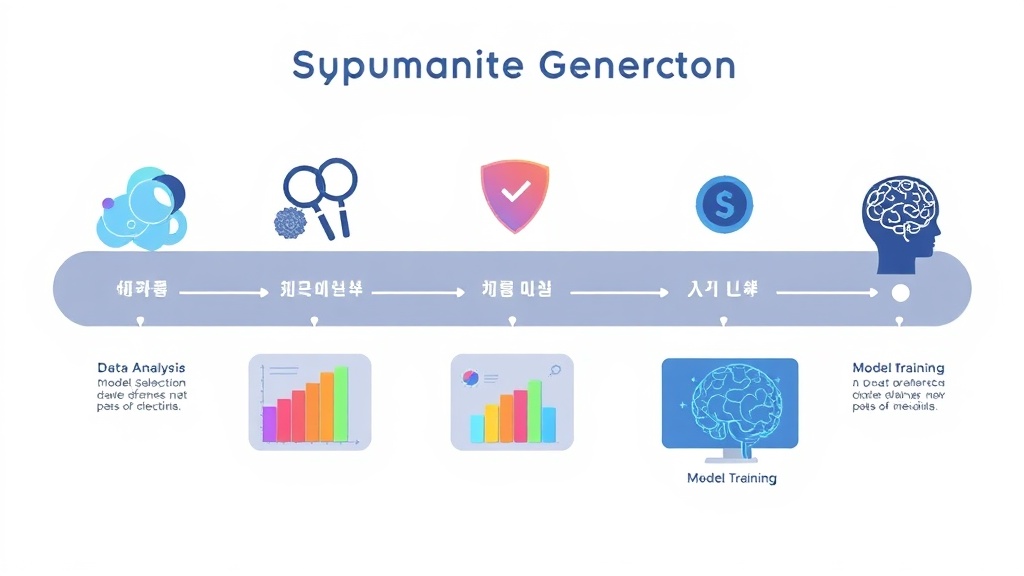 합성 데이터 생성 5단계 프로세스를 보여주는 다이어그램 일러스트
