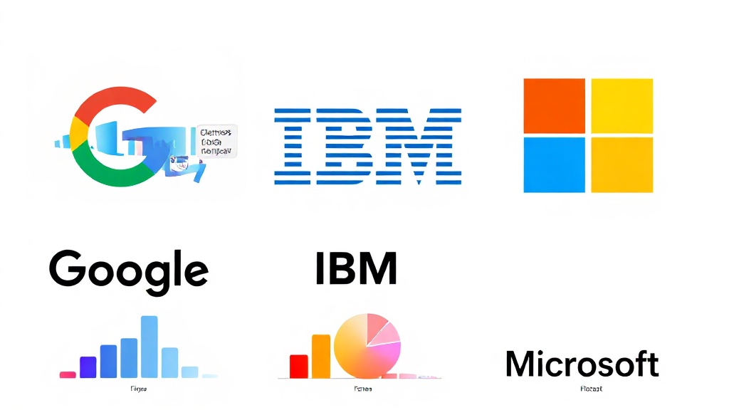 Google, IBM, Microsoft 등 글로벌 기업의 책임감 있는 AI 접근 방식을 시각적으로 비교하는 이미지