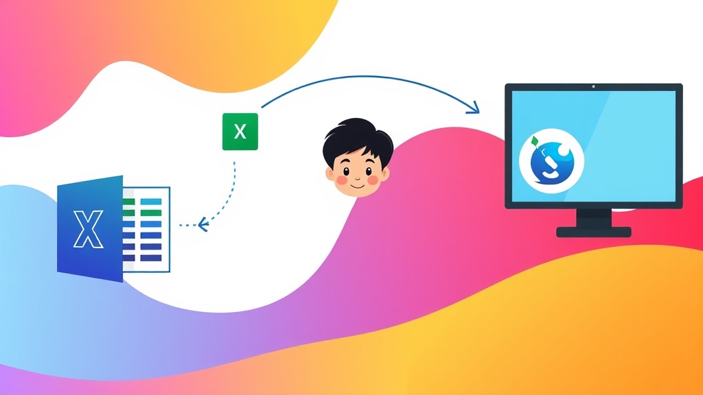 Power Automate Desktop을 사용하여 엑셀과 웹 데이터 입력이 자동화되는 시각적 흐름도