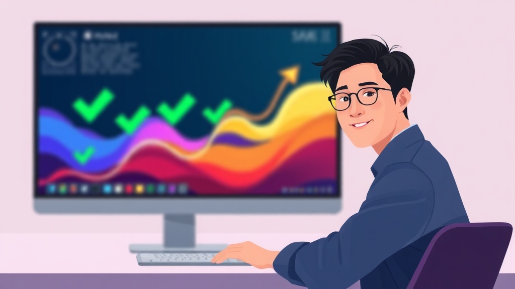 AI 기반 AIOps 도입 후 안정적으로 운영되는 IT 시스템을 모니터링하는 한국인 전문가